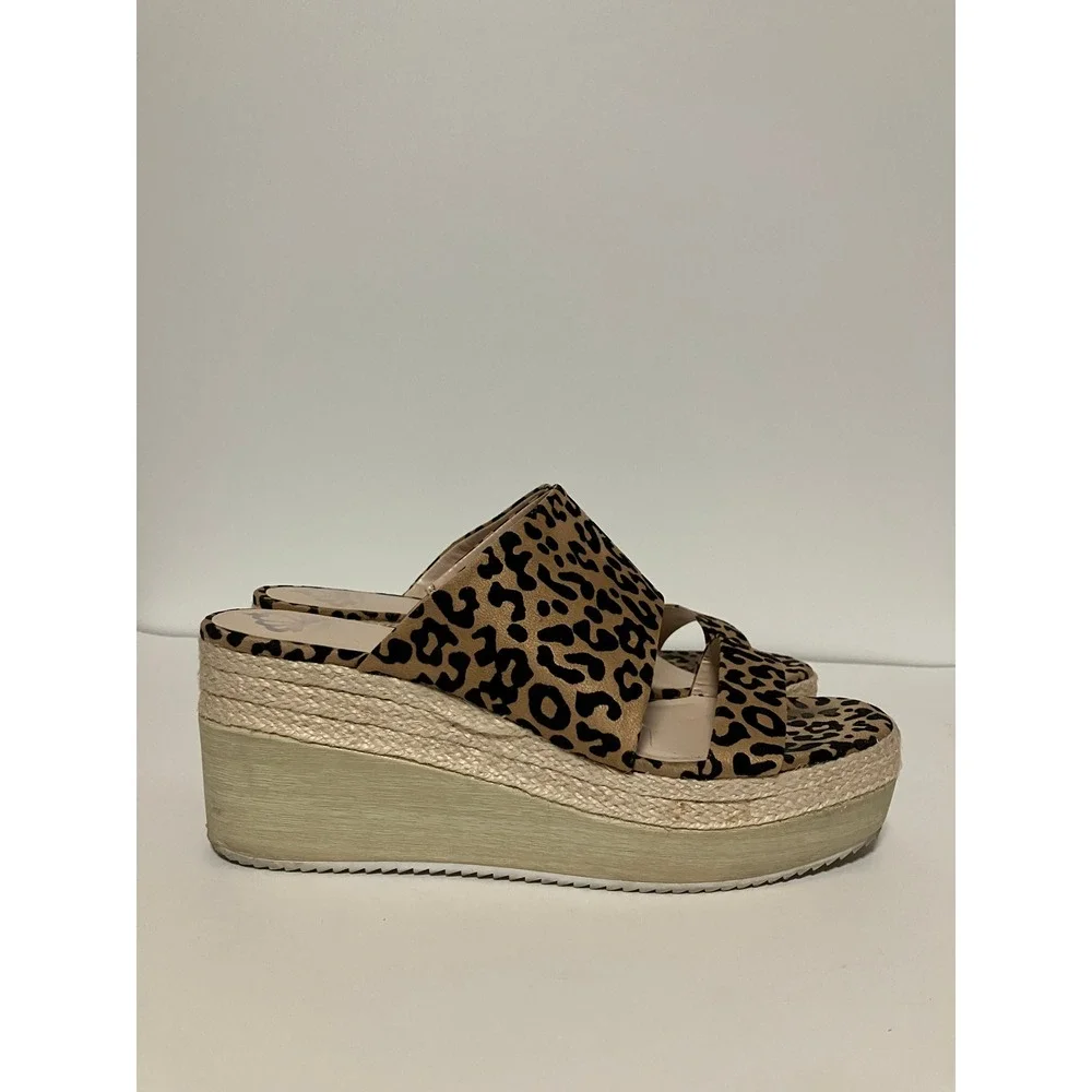 Fergalicious Womens Leopard Print Platform Wedge Sandals 9.5 Leopard Espadrille